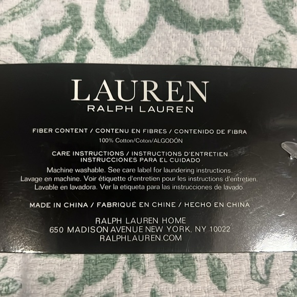 Lauren Ralph Lauren set of 2 Kitchen Towels White & Green Floral print - Picture 4 of 4